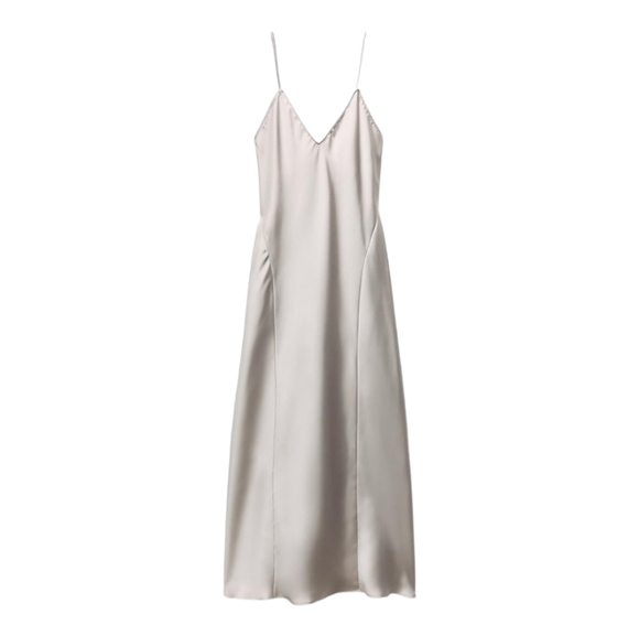 Zara NWT Gray open back satin effect slip dress Size Medium - Picture 5 of 8